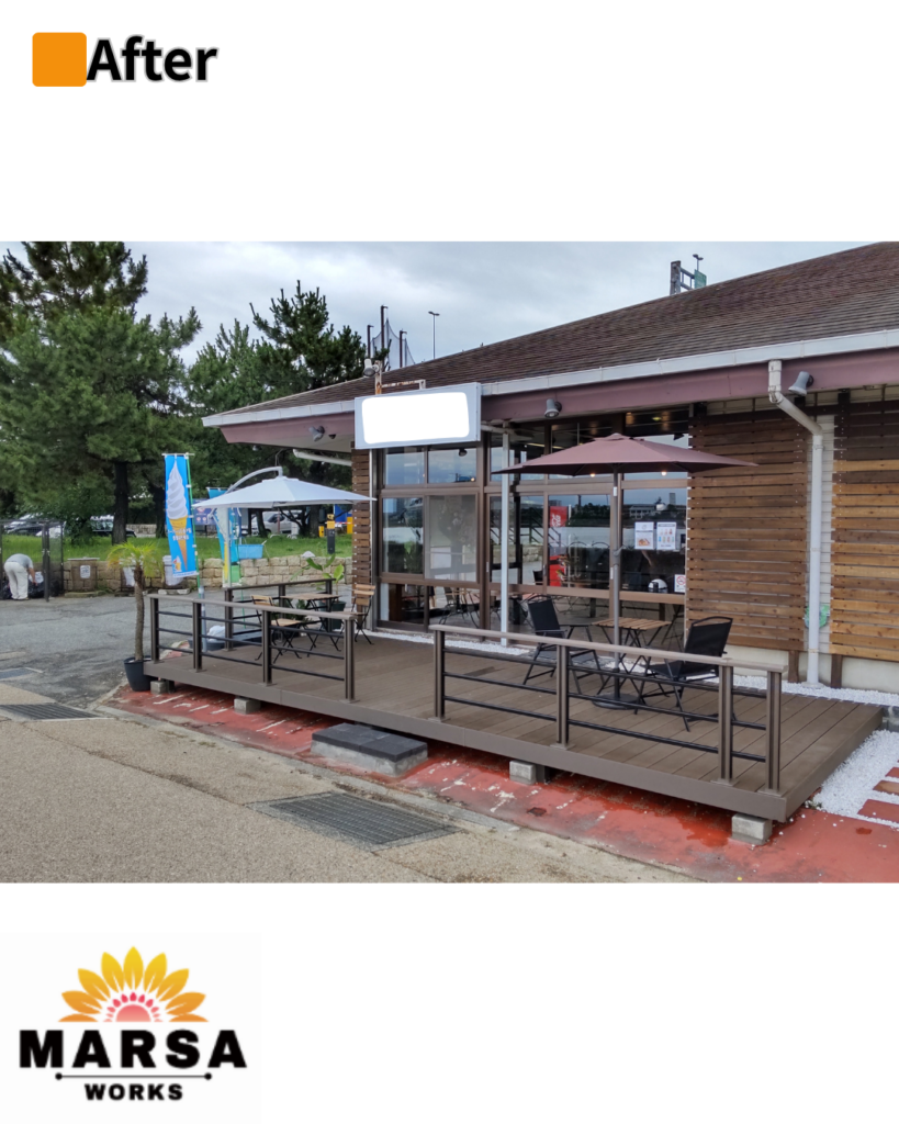 飲食店　ウッドデッキ施工後